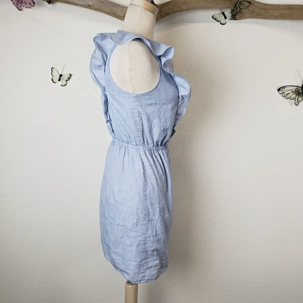 Madewell bellflower ruffle dress craft blue size 0 - Picture 3 of 8
